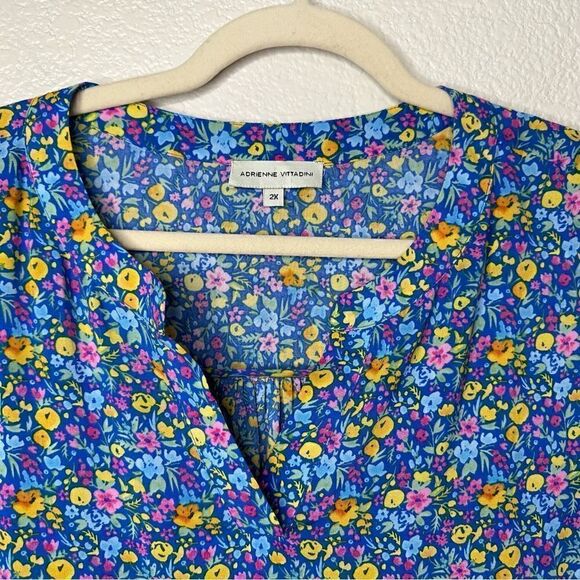 Adrienne Vittadini Floral 3/4 Sleeves Tie Pull Over Top - Picture 4 of 13